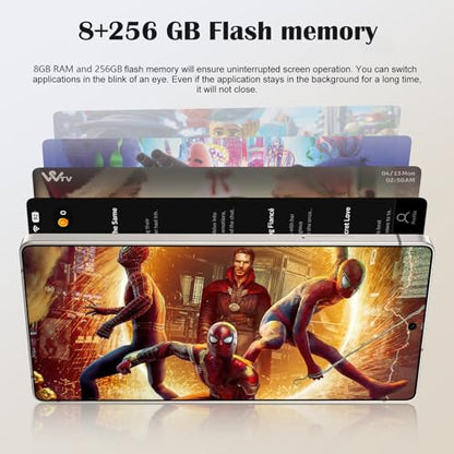 C25 Ultra Unlocked Phone,5G Smartphone 8GB 256GB 7.3-inch Android 14 Cell Phone 6800mAh Large Battery Dual SIM Face GPS